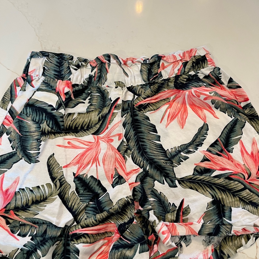 Loft Tropical Linen Paperbag Shorts, XS